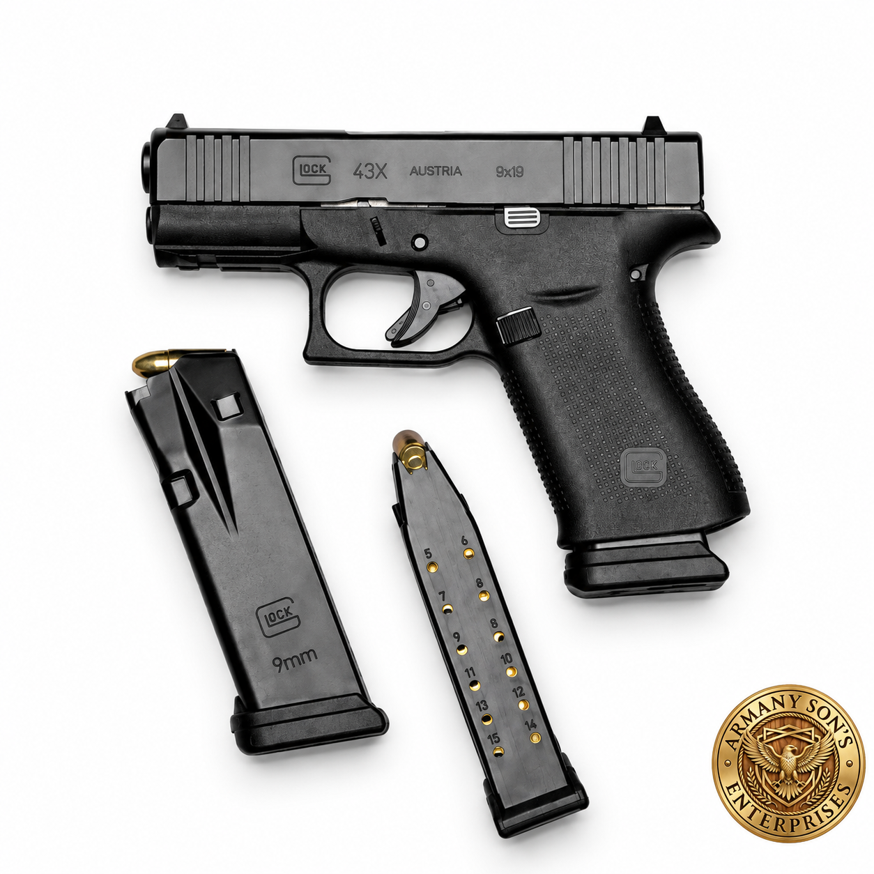 Glock 43X Rail 9mm Slimline Carry Pistol | Armany Son's Enterprises